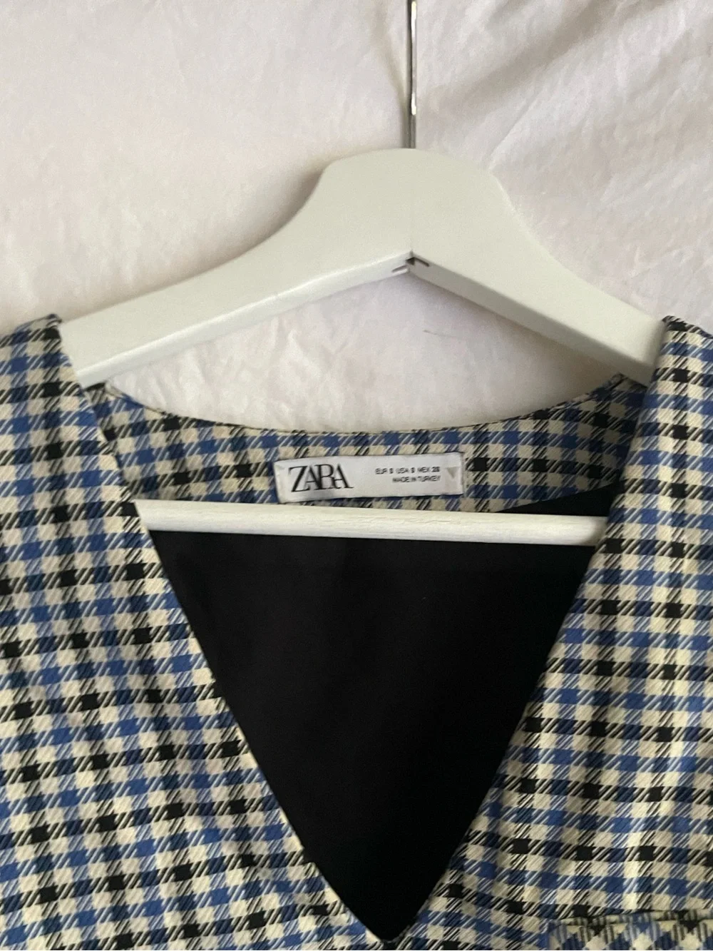 ZARA Gingham Houndstooth Cropped Vest V-Neck Sleeveless Crop Top Size S Preppy - Picture 4 of 15